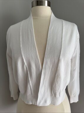 Carre Noir Women’s Bolero Cardi Sweater - White, Size L